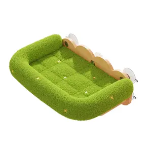 Grass Design Window Cat Perch - Suction Cup Mounted Cat Hammock - Cozy Indoor Cat Bed with Soft Plush - Sunbathing Cat Window Seat - Safe Pet Furniture for Cats & Kittens