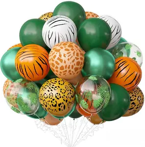 Jungle Party Decorations, Jungle Safari Balloons, 68 Pack Animal Balloon Set for Boys Girls Tropical Safari Baby Shower Decor, Tropical Wild One Birthday Party Supplies, 12 Inch