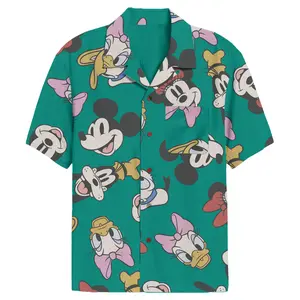 Men's Mickey & Friends Retro Character Print Button Down Shirt