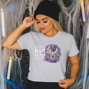 Canna Mom Get A Break Shirt - Shirts For Women - Bleached Shirt - Gildan - Stoner Collection - Toker Fabric Jersey Top Womenswear