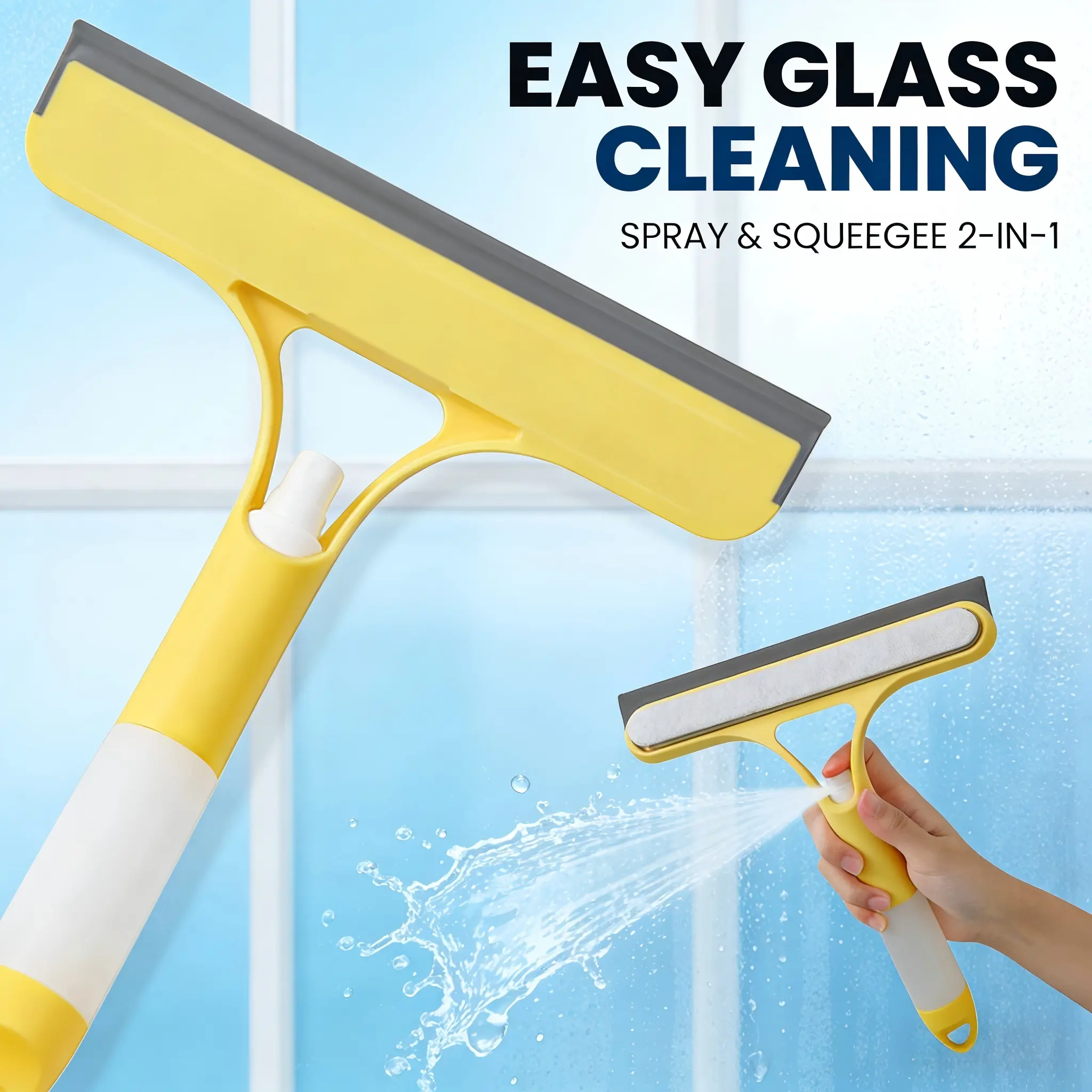 3-in-1 Durable PVC Window Cleaning Tool - Silicone Squeegee, Scraper, Spray Function, Microfiber Component - Lightweight Multifunctional for Car Windshield, Acrylic Glass - Ideal for Car Owners, Easy Cleaning, Customer Service Assurance