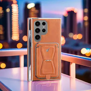 Electroplating Leather Wallet Cover Magnetic Detachable Card Pocket Phone Case for Samsung S24/S23/S22 Phone Case