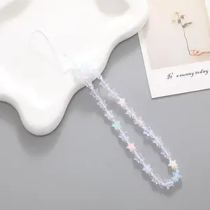 Cute Star Design Beaded Phone Chain, 1 Count Anti-lost Short Phone Lanyard, Decorative Phone Strap for Women & Girls, Fashion Phone Accessories, Cell Phone Charm, Phone Charms