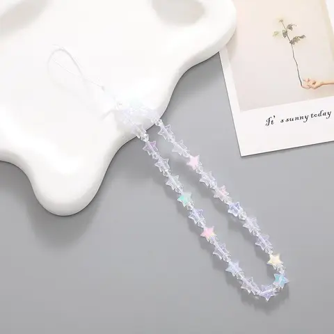 Cute Star Design Beaded Phone Chain, Cellphone Lanyard Chain, 1 Count Anti-lost Short Phone Lanyard, Decorative Phone Strap for Women & Girls, Fashion Phone Accessories, Cell Phone Charm, Phone Charms