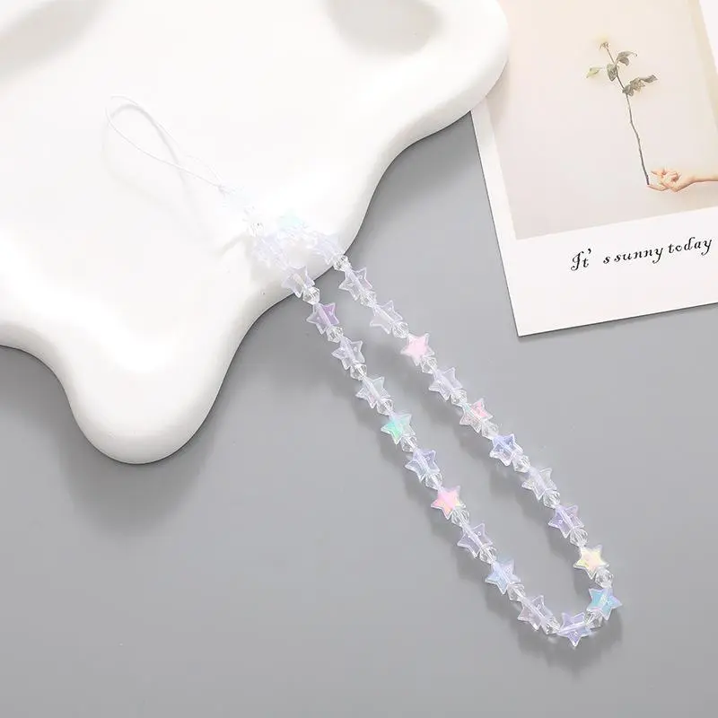 Cute Star Design Beaded Phone Chain, Cellphone Lanyard Chain, 1 Count Anti-lost Short Phone Lanyard, Decorative Phone Strap for Women & Girls, Fashion Phone Accessories, Cell Phone Charm, Phone Charms