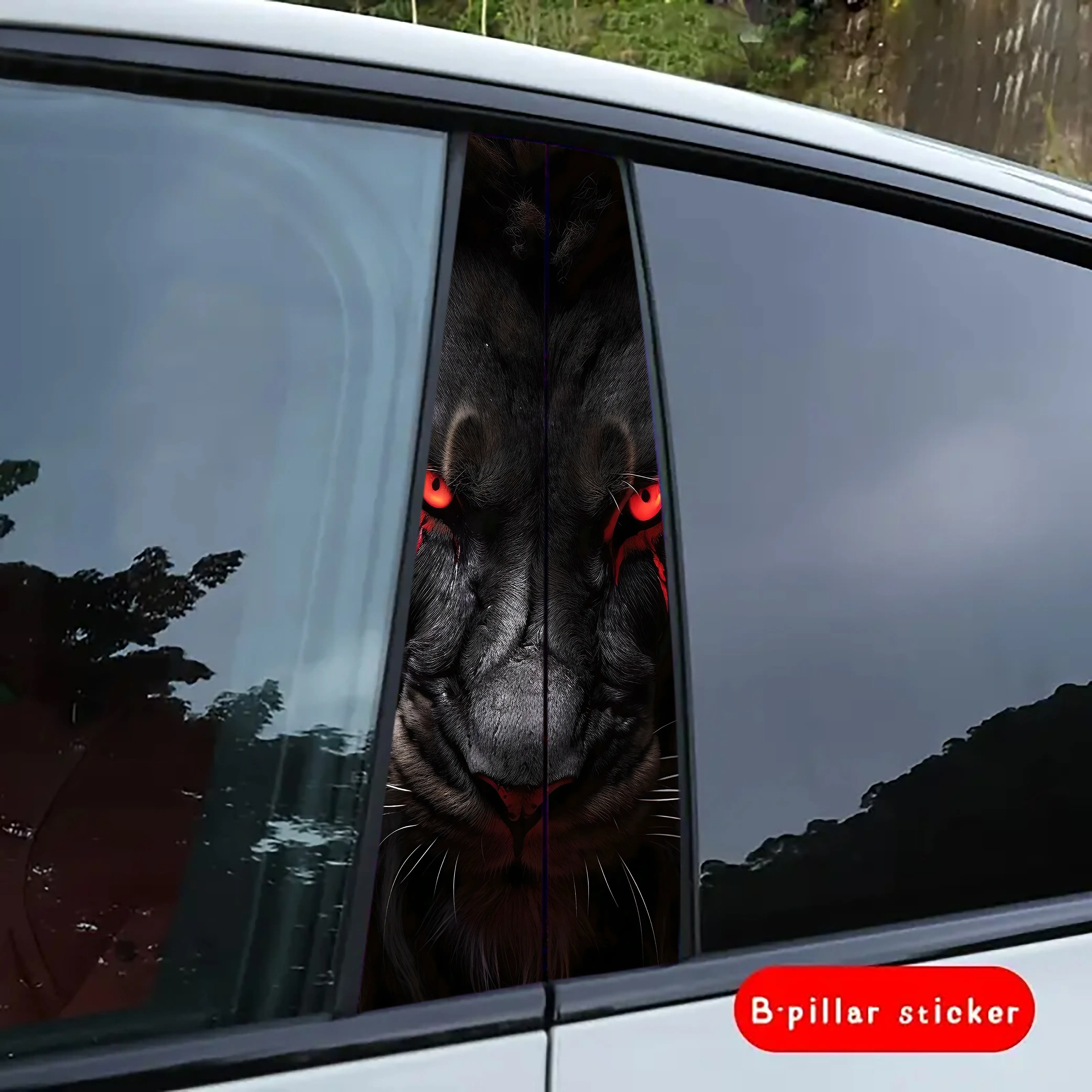 2 Sets Tough Lion Black Style Self-Adhesive Bumper Stickers, Plastic & Metal Car Decal, Smooth Scratch-Resistant Automotive Accessories, Vehicle Exterior Decoration for Car B-Pillar & Door Sides