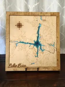 Laser Cut 6 Layer Lake Wylie SC Map – 3D Bathymetric Lake Decoration Art,  Hanging, Wood,  Gift,  Artwork