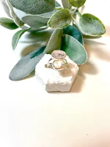 Orange and Morganite Pearl Ring, 7