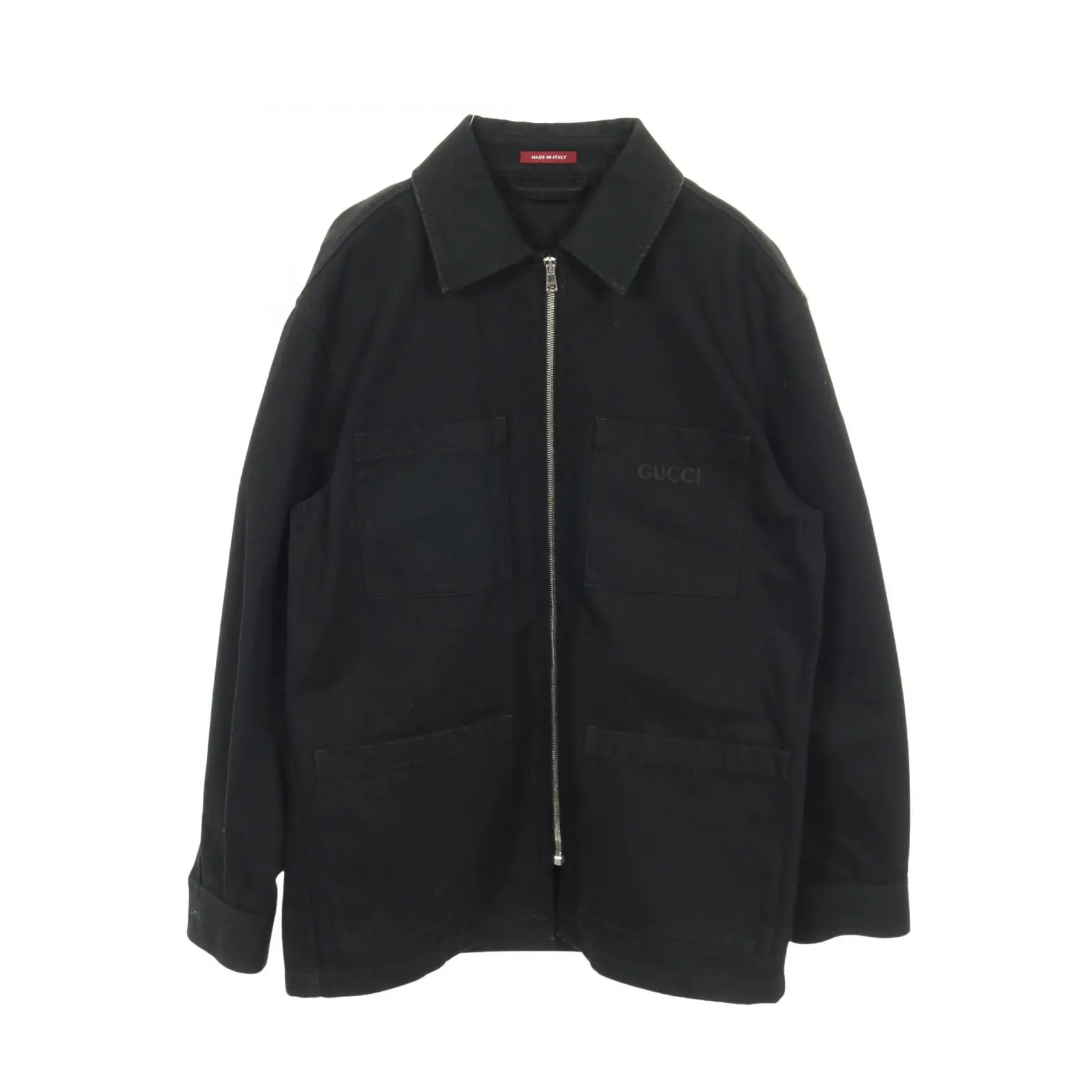 Pre-owned GUCCI Cotton Small Leather Goods Rhinestone Logo Denim Jacket