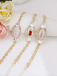 14k Gold Plated Virgin Mary Saint Jude Copper Bracelet, Exquisite Trendy Bracelet, Elegant Religious Jewelry Gift, Adjustable Buckle, Perfect for All Seasons