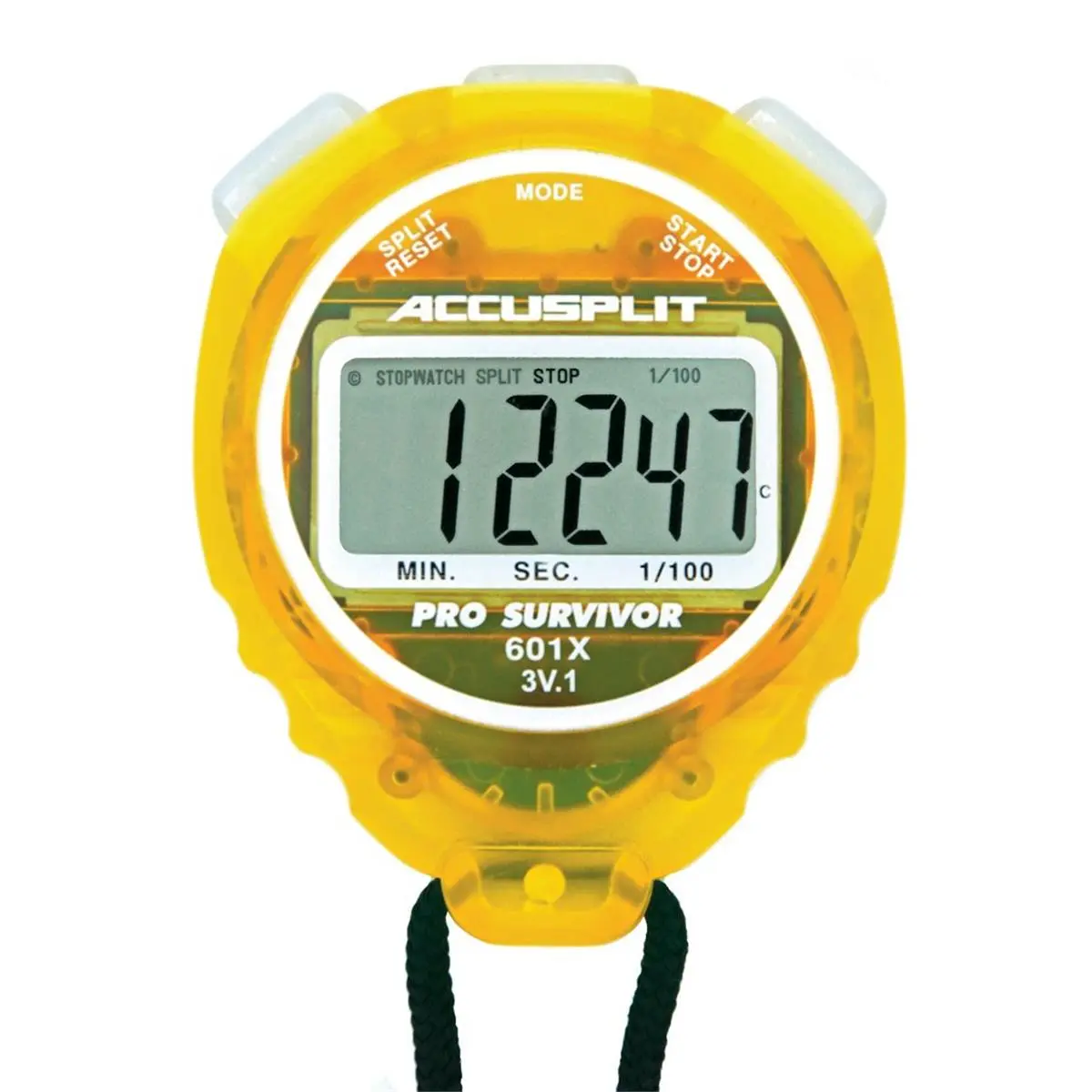 Accusplit Pro Survivor Stopwatch with Lemon Polycarbonate Case, 24-Hour Function, 1.5-Year Battery Life, 5-Year Durability Guarantee