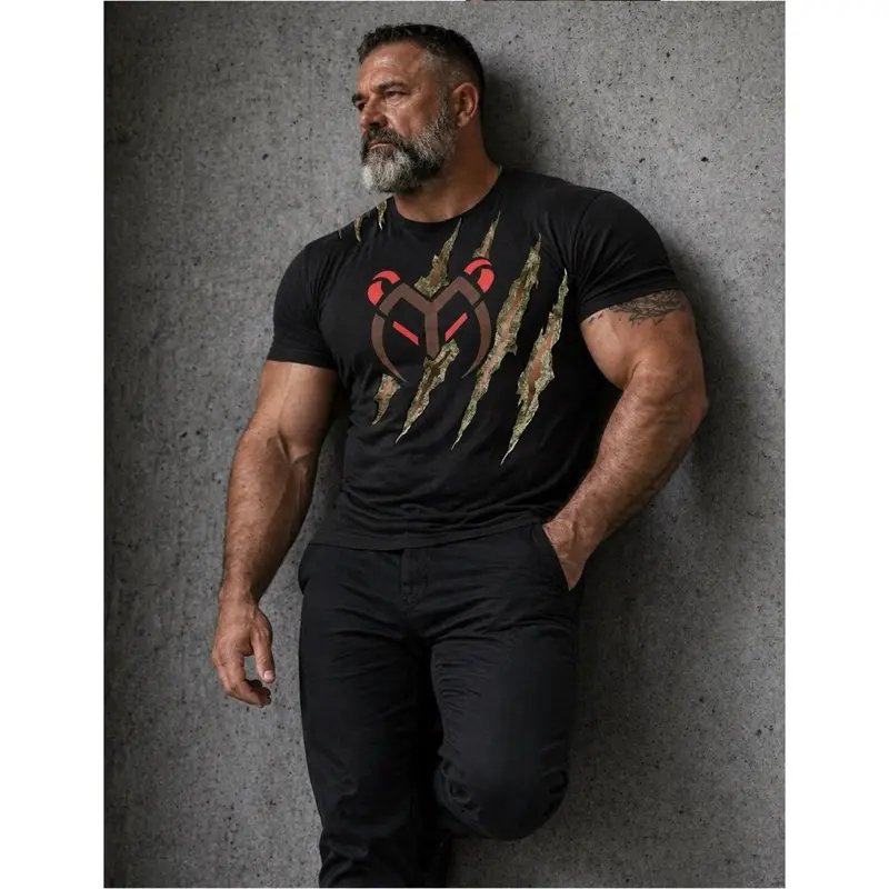 (with cuts) PAWsitiveBEAR Emblem with BEAR Claws – T-shirt Bella + Canvas Ultra-Soft Casual Tee Menswear Unisex Top Cotton Man T-shirt