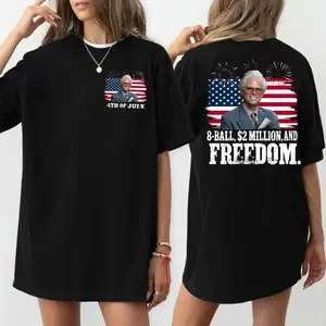 Baby Billy 8 Ball & 2 Million Freedom Shirt, Vintage Retro 4th Of July Graphic Tee, Patriotic Made In America T Shirt, Unisex Short Sleeve Tee