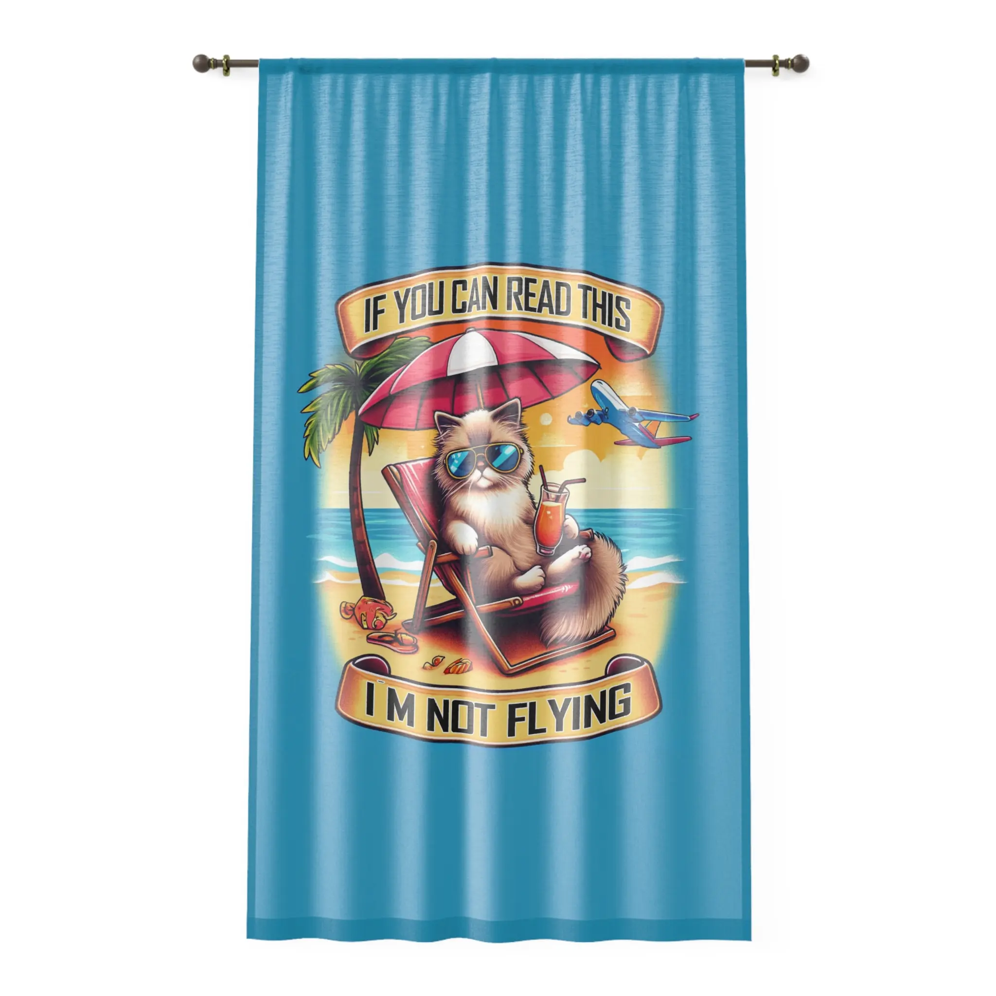 Customizable Ragdoll Kitten Window Curtain - 50x84 in Whimsical Art Curtain with 'Not Flying!' Kitten Quote, Lightweight Polyester, Rod Pocket, Easy to Hang, Softly Filters Natural Light for Living Space Decor
