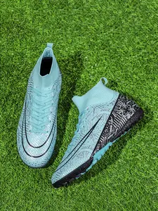 Men's All Over Print Lace Up Soccer Shoes, Breathable Comfortable Football Shoes, Professional Football Cleats for Outdoor Training & Competition, Football Field Boots