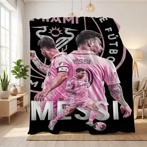 Messi Football Flannel Blanket HD Digital Print Ultra Soft cozy All Season Warmth Perfect For Sofa Bed Camping Car Use Machine Washable Durable Fabric Contemporary Sports Design Essential throw warm nap throw blanket