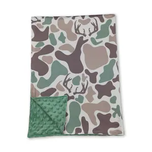 Newborn baby blanket Camo Deer hunting blanket outdoor travel blanket minky blanket