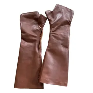 Brown Fingerless Leather Gloves