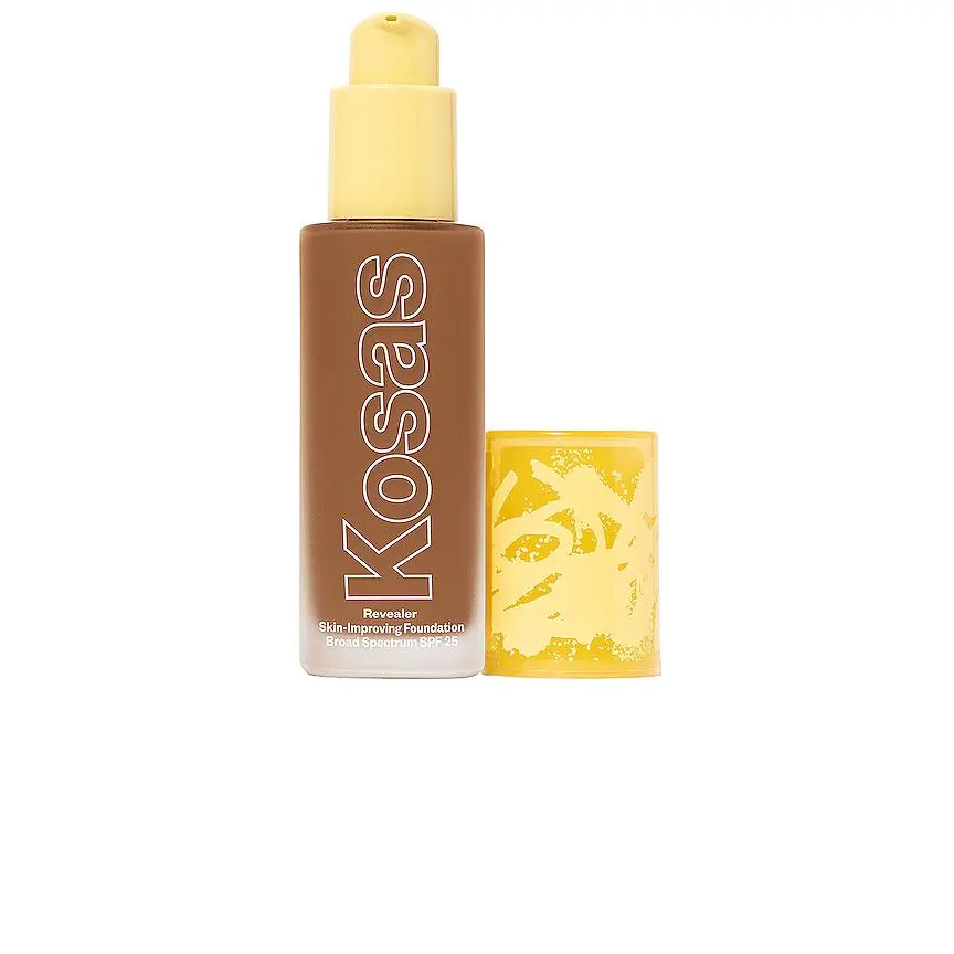 Kosas Revealer Skin Improving Foundation SPF 25 in Medium Deep Neutral Olive 360 Kosas Revealer Skin Improving Foundation SPF 25 in Medium Deep Neutral Olive 360