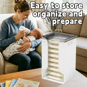 First-In First-Out Vertical Storage Organizer with Clear Lid, Automatic Dispenser for Instant Noodles, Snacks, Breastmilk Bags & Small Food Items, Space-Saving Kitchen & Fridge Storage Bin, Kitchen Plastic Containers