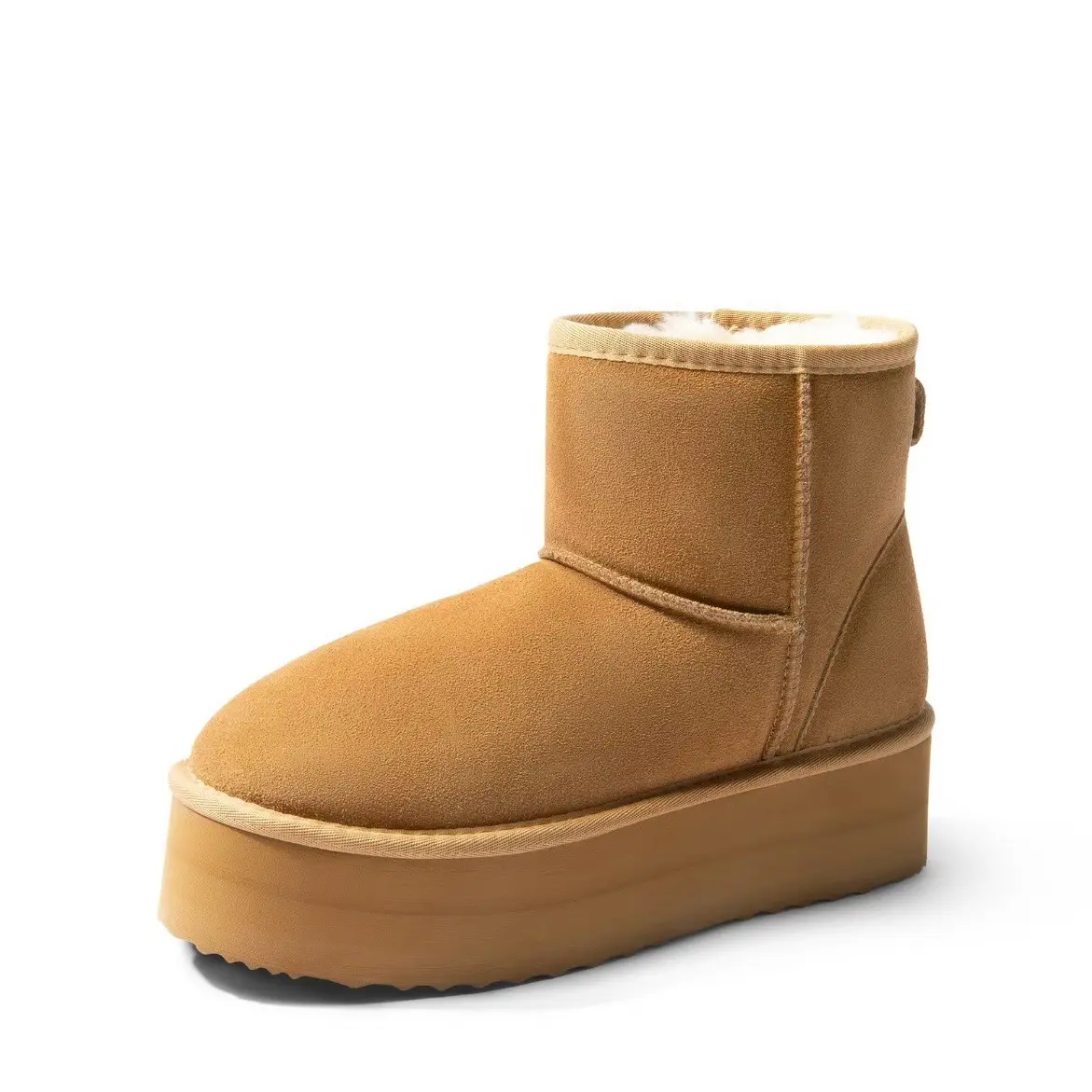 Women's Genuine Suede Platform Boots with DIY Bows and Faux Fur Lining - Girl, Shoe