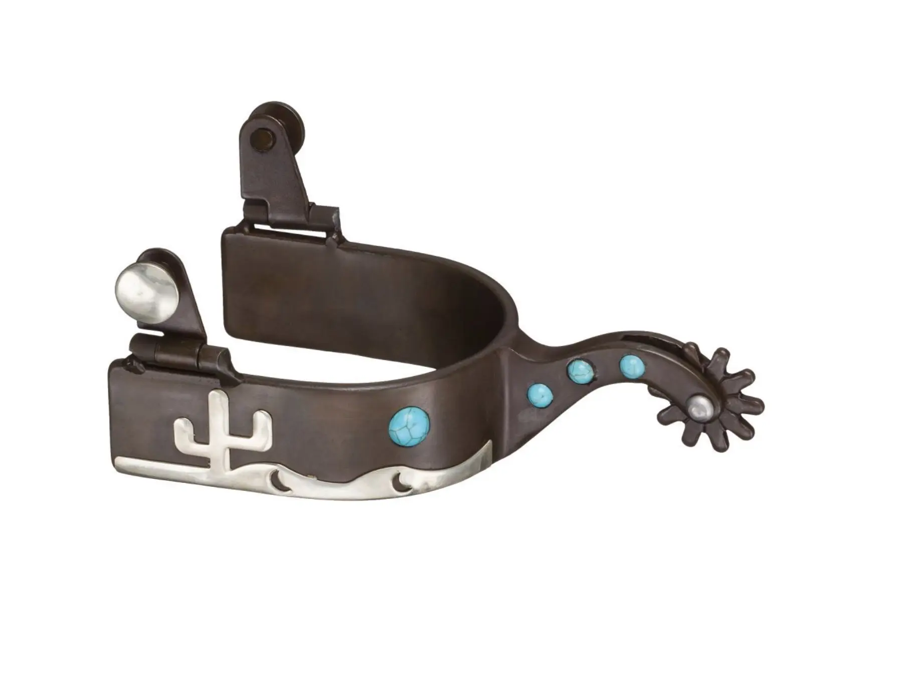 TOUGH1 ANTIQUE BROWN TURQUOISE STONE & CACTUS SPURS