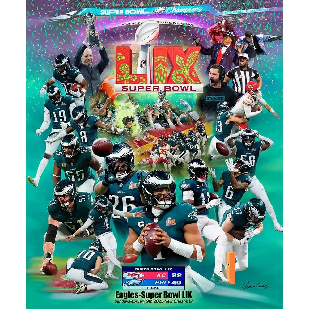 Philadelphia Eagles Super Bowl 59 Commemorative Poster