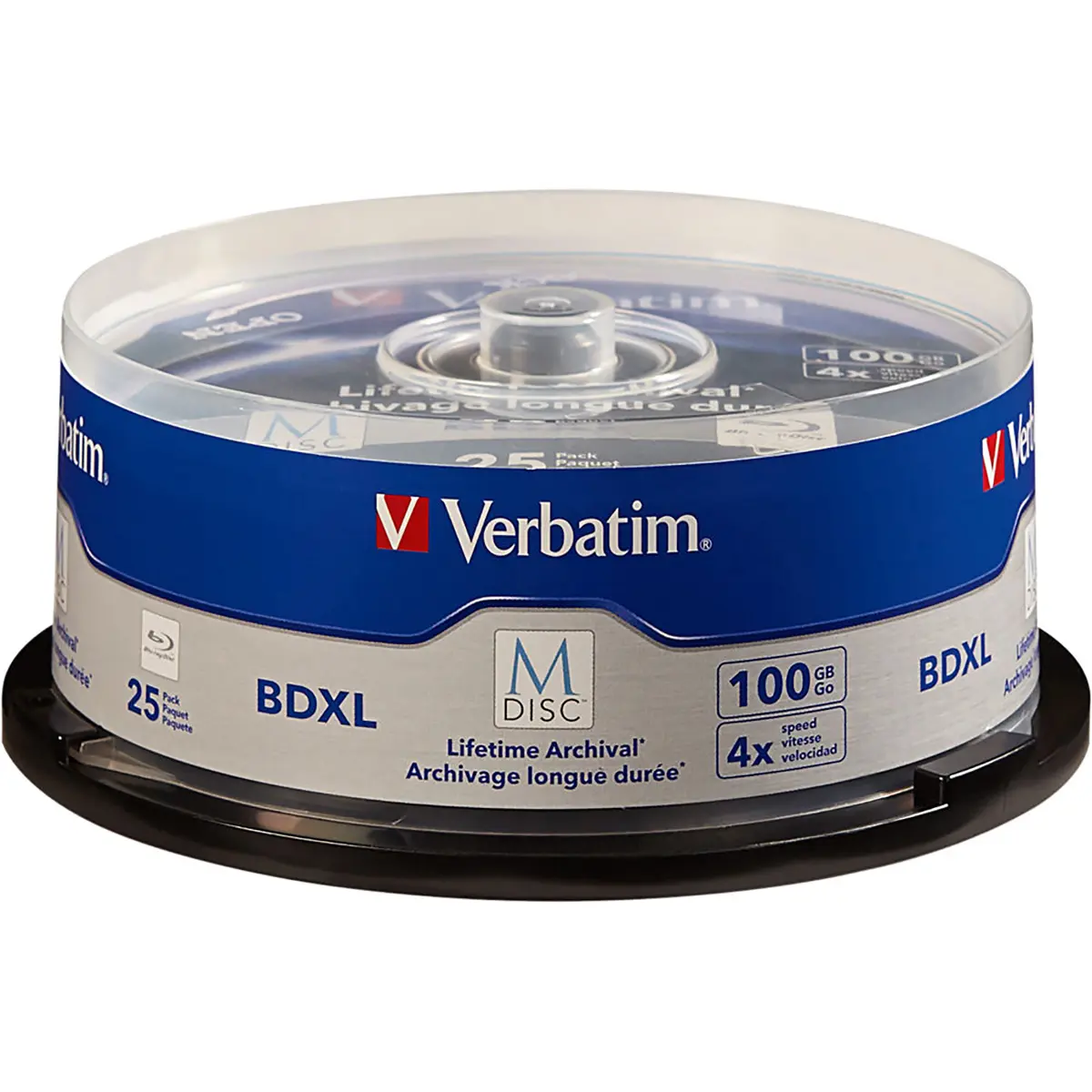 Verbatim M DISC BDXL 100GB 6x Blu-ray Disc with Branded Surface, 25-Pack Spindle