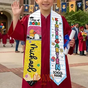 Custom Name Kid Graduation Stole, Grad Gift for Kids, Class Of 2026 Kindergarten Stole, Kids Graduation Sash, Preschool Graduation Stole