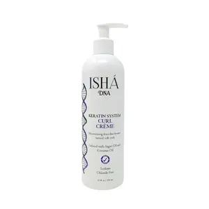 ISHA DNA Keratin System Curl Creme - Infused with Argan Oil and Coconut Oil - Moisturizing Frizz Free Bouncy Natural Soft Curls - Curling Cream For Wavy and Curly Hair - Sulfate Free