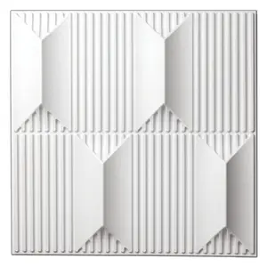 PVC  Wall Panel for Interior Wall Decor, 19.7" x 19.7" Wall Decor PVC  Wall Panels,  Textured Wall Panels, Pack of 12 Tiles, White