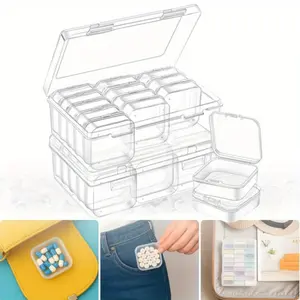 Car Organizer Box, Small Bead Storage Containers, 30Pcs Mini Clear Plastic Organizer Boxes with Hinged Lids for Organizing Craft and Jewelry Making Supplies summervibes