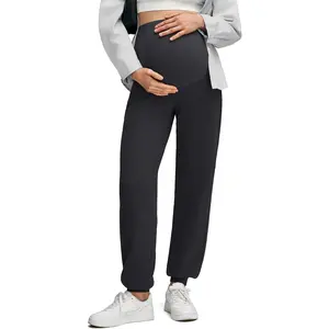 Maternity Pants Stretchy Workout Lounge Pants Over The Belly Pregnancy Joggers with Pockets