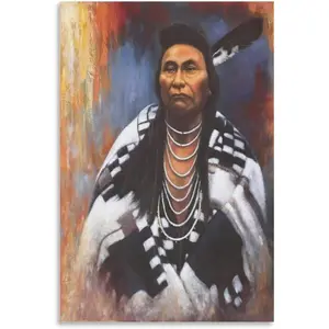 Chief Joseph Nez Perce Indian Native Oil Painting Art Poster Home Canvas Wall Decoration Canvas Painting Wall Art Poster for Bedroom Living Room Decor