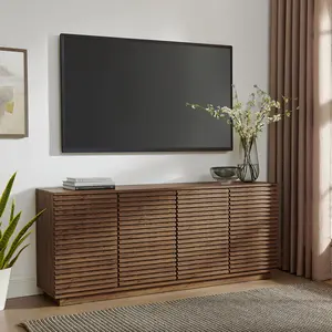 Render 4-Door Fluted Sideboard Cabinet TV Stand in Walnut