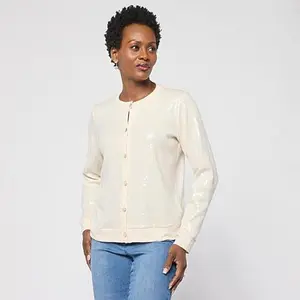 G by Giuliana Sweater Cardigan with Clear Sequins G by Giuliana Sweater Cardigan with Clear Sequins