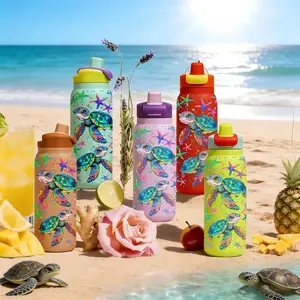 1 Pc 28oz stainless steel insulated tumbler with lid and straw, featuring a cute turtle design, Keeps drinks hot for 12 h/cold for 24 h, Leak-proof, perfect for beach trips, unique gift for ocean lovers, a great vacation essential, Valentine's Day gift.