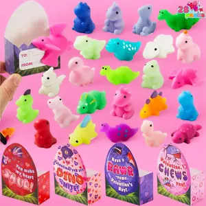 Classroom Valentine's Day Set | Dinosaur Squishy Stress Relief Toys with Valentine's Cards