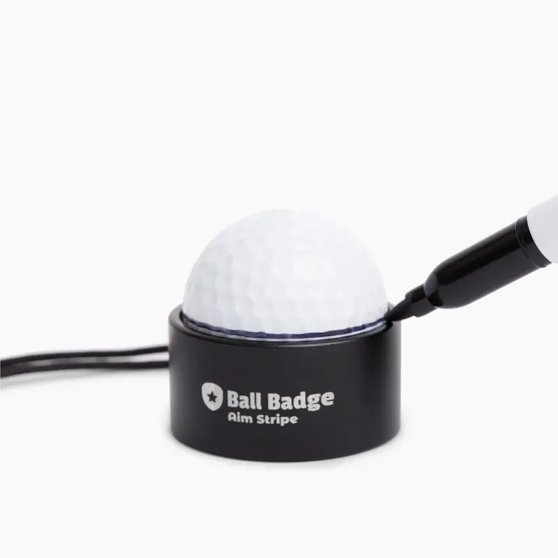 ALIBI GOLF Aim Stripe Full Metal Ball Badge Golf Accessory - 360-Degree Alignment Line Marker Kit, High-Quality Materials, Durable and Portable Putting Aid That Attaches to Bag to Enhance Accuracy