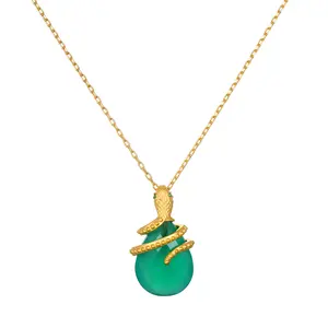 Guiding Energy Green Onyx Snake Necklace