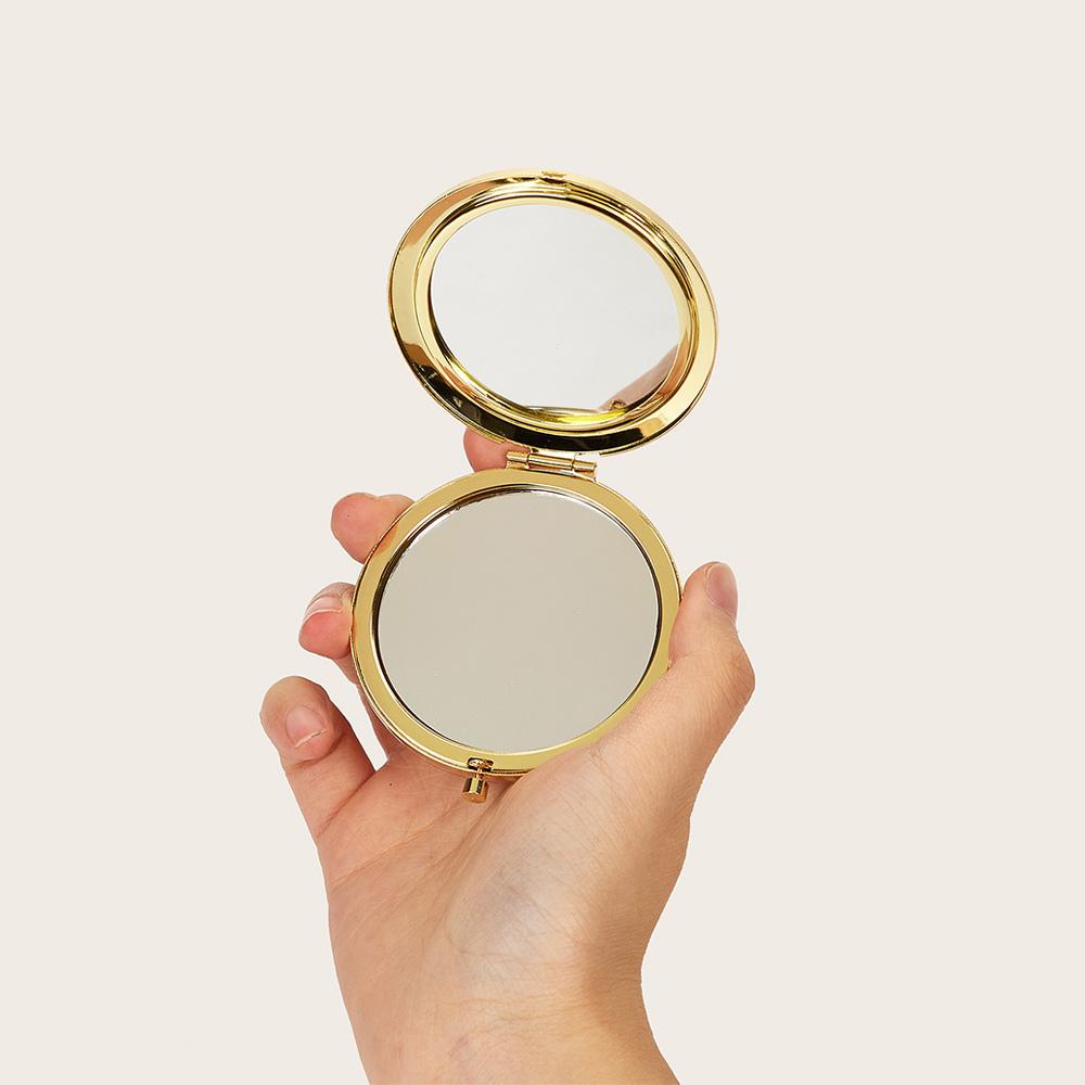 Round Double Side Metal Pocket Mirror Travel Friendly