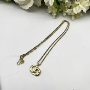 Pre-owned Dior As Shown Shoulder Bags Christian CD Logo Necklace Gold Tone di5709ff