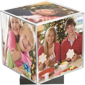 Spinning Photo Cube with  Base, holds 5 photos