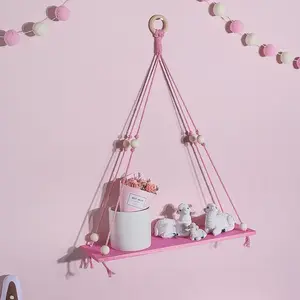 1 Piece Hand-woven Wooden Shelf, Wall Mounted Shelf, Wall Decoration For Living Room, Bedroom, Study Room