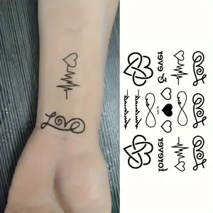 Heart Ecg Finger Tattoo Sticker, 1 Piece, Temporary Body Art Decal, Unique Design, Perfect for Party & Daily Use
