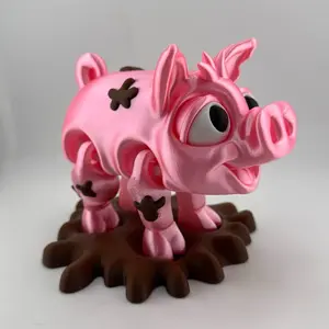 Adorable pig figurine with mud stand