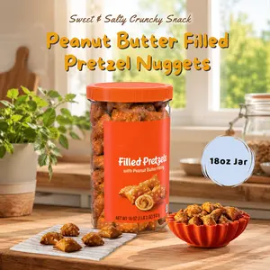 Peanut Butter Filled Pretzel Nuggets, Sweet & Salty Crunchy Snack, Ready to Eat 18oz Jar