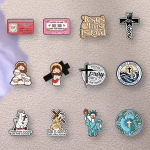 New brooch -12PCS Cartoon Jesus series badge pin, suitable for decorating backpacks and clothing, exquisite gift, perfect for giving gifts to family and friends