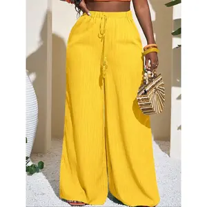Women’s casual and fashionable woven wide-leg pants with geometric patterns, perfect for music festivals, vacations, and business-casual wear GARMENTARY