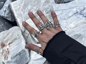 Gothic Cross Silver Stainless Steel Ring for Men and Women - Vintage Style Statement Unisex Jewelry, Handcrafted & Durable - Edgy E-Boy Aesthetic